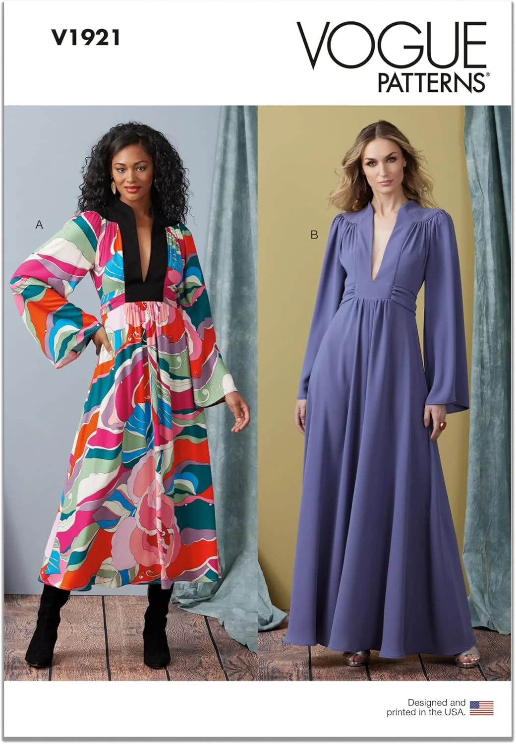 الگوهای خیاطی ووگ، کیت دوخت لباس زنانه، کد طراحی V1921، سایزهای 14-16-18-20-22