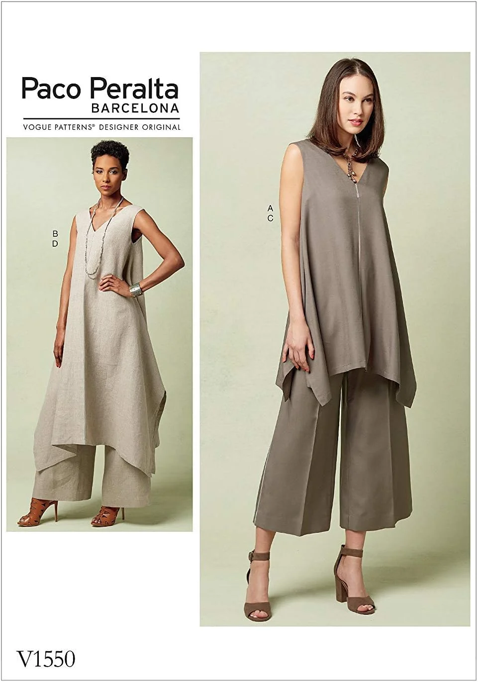 الگوهای Vogue 1550 E5، تونیک و شلوار زنانه، سایز 14-22، کاغذی، چند رنگ، 20 x 0.5 x 25 سانتی متر