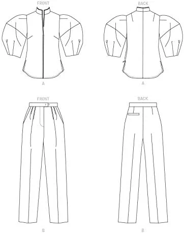 الگوهای Vogue V1704B5 تاپ و شلوار زنانه، سایز 8-10-12-14-16، B5