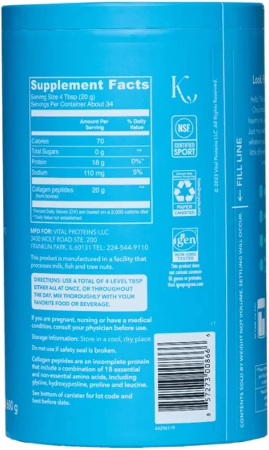 پپتیدهای کلاژن بدون طعم Vital Proteins مکمل غذایی (وزن خالص 24 اونس) پپتیدهای کلاژن بدون طعم Vital Proteins مکمل غذایی (وزن خالص 24 اونس)