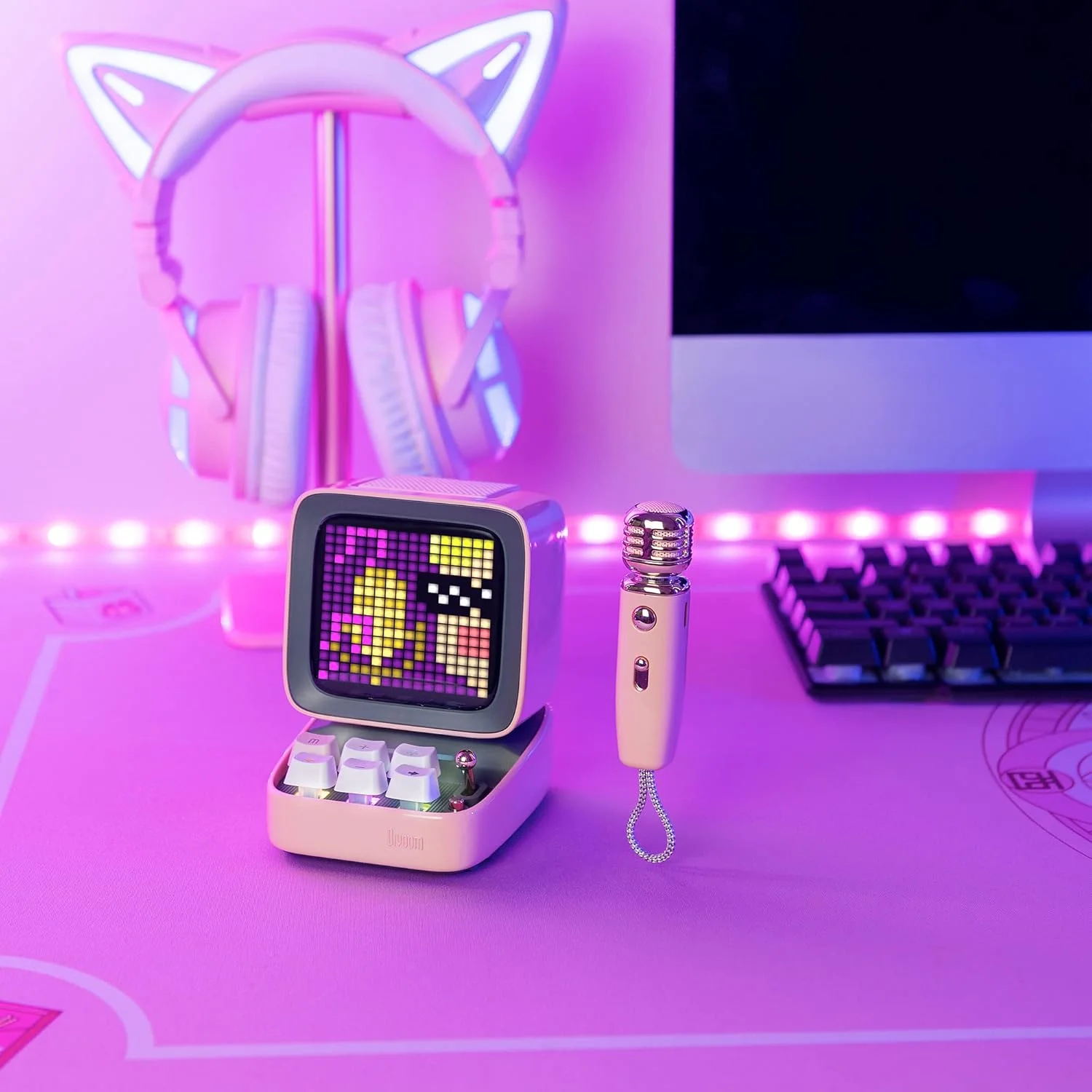 اسپیکر بلوتوثی قابل حمل Divoom Ditoo-Mic Pixel Art LED با میکروفون کارائوکه بی سیم، صفحه نمایش کنترل شده با برنامه، صفحه کلید RGB، بازی ها، آلارم برای بزرگسالان/کودکان، مهمانی خانگی. اسپیکر بلوتوثی قابل حمل Divoom Ditoo-Mic Pixel Art LED با میکروفون کارائوکه بی سیم، صفحه نمایش کنترل شده با برنامه، صفحه کلید RGB، بازی ها، آلارم برای بزرگسالان/کودکان، مهمانی خانگی.