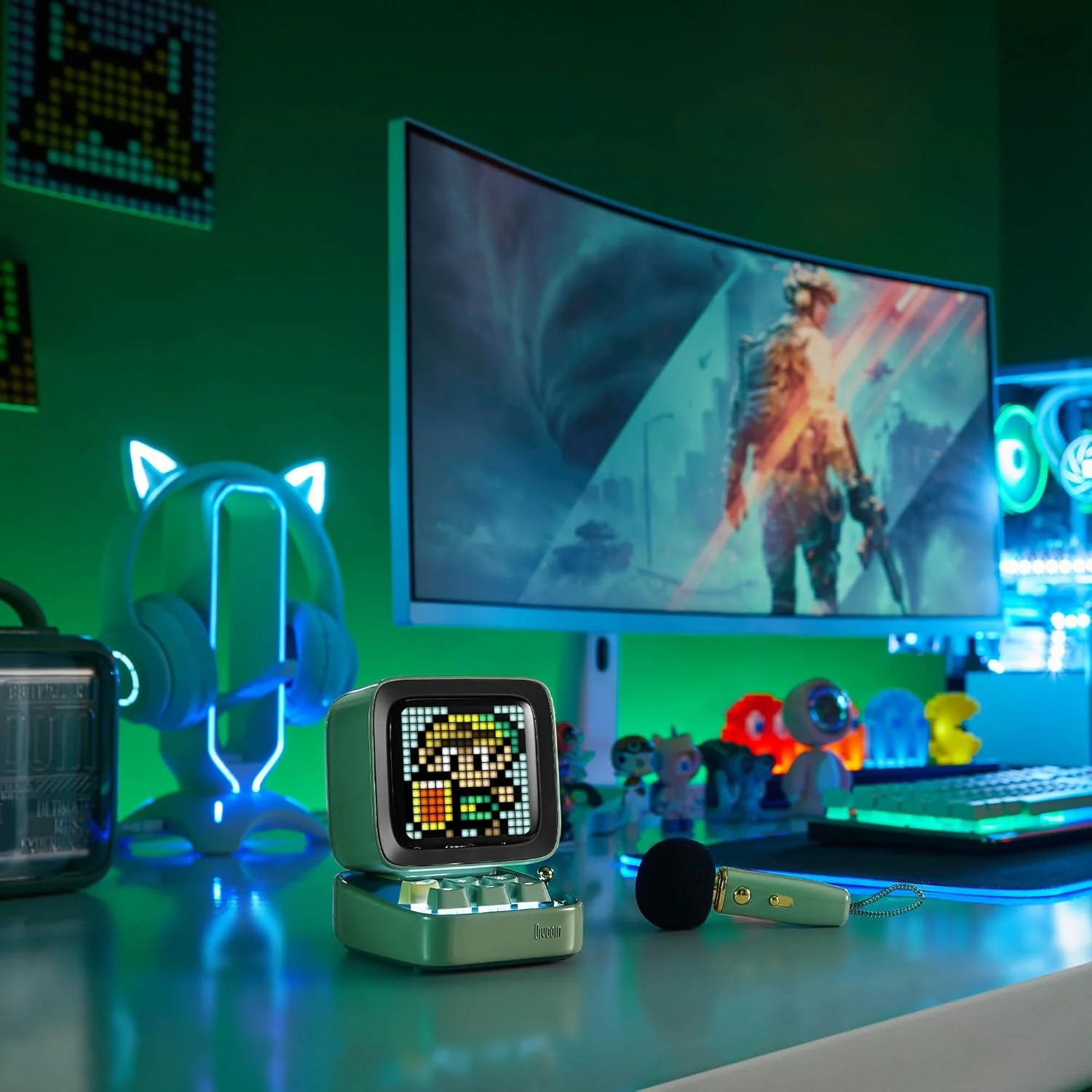 اسپیکر بلوتوثی Divoom Ditoo-Mic با میکروفون کارائوکه - کیبورد RGB و دکور رومیزی صفحه نمایش پیکسلی، حالت های مختلف صدا، هدیه ایده آل برای مهمانی خانگی، KTV موبایل (سبز) اسپیکر بلوتوثی Divoom Ditoo-Mic با میکروفون کارائوکه - کیبورد RGB و دکور رومیزی صفحه نمایش پیکسلی، حالت های مختلف صدا، هدیه ایده آل برای مهمانی خانگی، KTV موبایل (سبز)