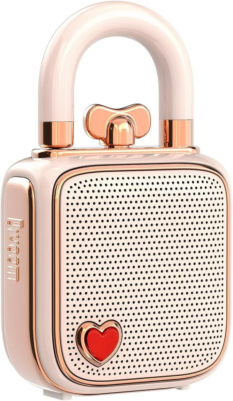 اسپیکر بلوتوثی Divoom Love-Lock، جعبه موسیقی کوچک قابل حمل، جعبه صدای استریو بی سیم، دکوراسیون رومیزی زیبا و قدیمی، برای دختران، صورتی