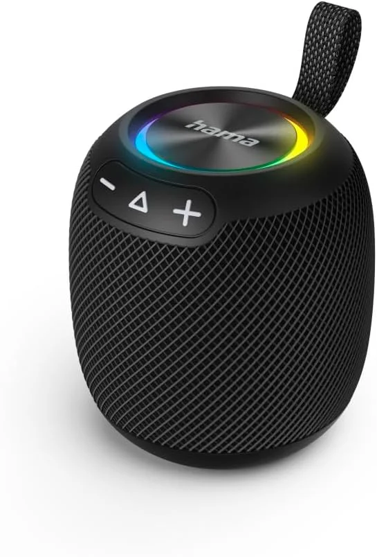 اسپیکر بلوتوثی هاما مدل Bomb 3.0، 16 وات (ضد آب IPX7، نورپردازی LED، دارای باتری، 10 ساعت پخش موسیقی، استریو بی سیم واقعی، با حلقه آویز، جهانی، جعبه بلوتوث، جعبه موسیقی) مشکی