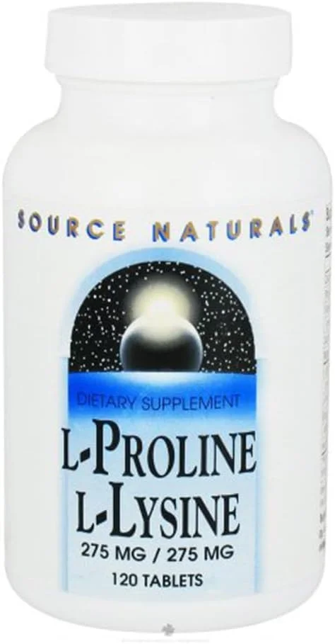 مکمل غذایی Source Naturals ال-پرولین ال-لیزین - 275 میلی گرم (120 عدد)