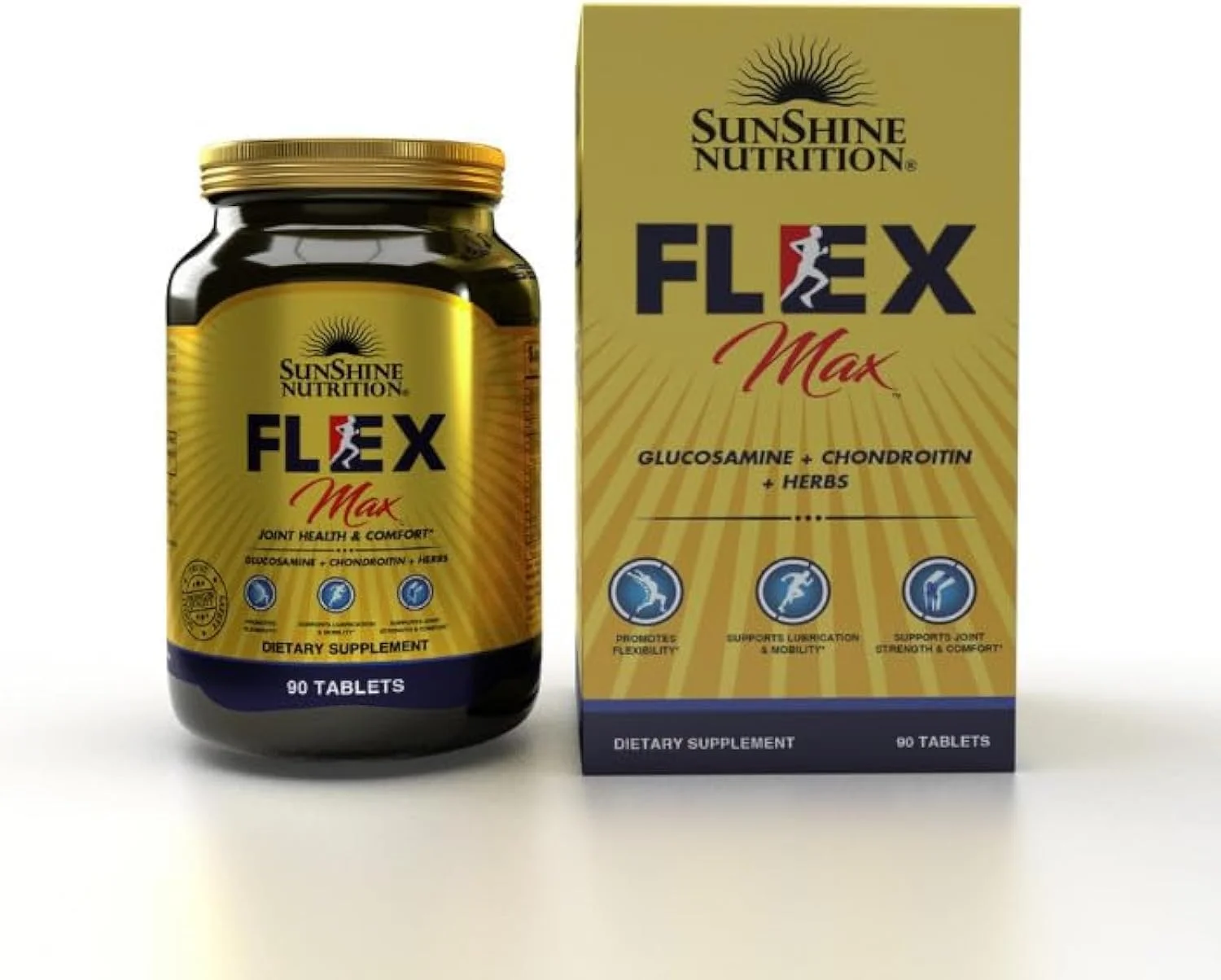 سان شاین نوتریشن فلکس مکس گلوکزامین کندرویتین + گیاهان | 90 قرص | پشتیبانی از سلامت مفاصل، انعطاف پذیری، تحرک و روانکاری | مکمل غذایی