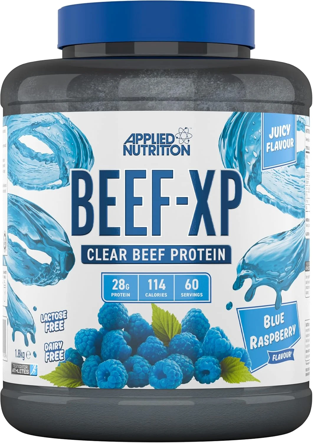 پروتئین ایزوله گوشت گاو اپلاید نوتریشن Beef XP - پروتئین شفاف، سبک آب میوه، بدون لبنیات، بدون لاکتوز، بدون شکر، کم چرب (1.8 کیلوگرم، تمشک آبی)