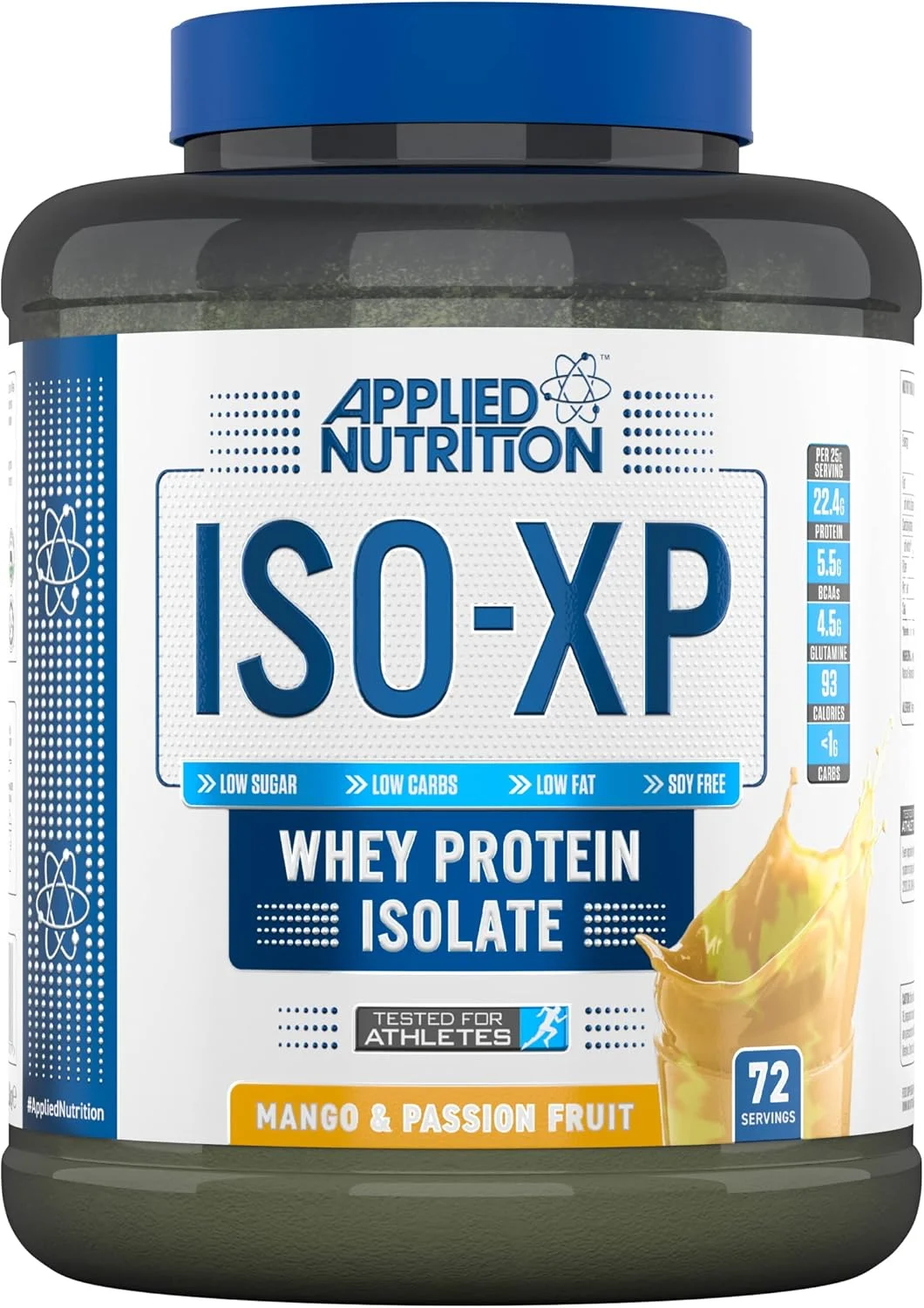 پروتئین وی ایزوله ISO XP Applied Nutrition - پودر پروتئین وی ایزوله خالص ISO-XP، وی ایزوله پریمیوم با گلوتامین و BCAA (1.8 کیلوگرم - 72 سروینگ) (انبه پشن فروت، 1.8 کیلوگرم)