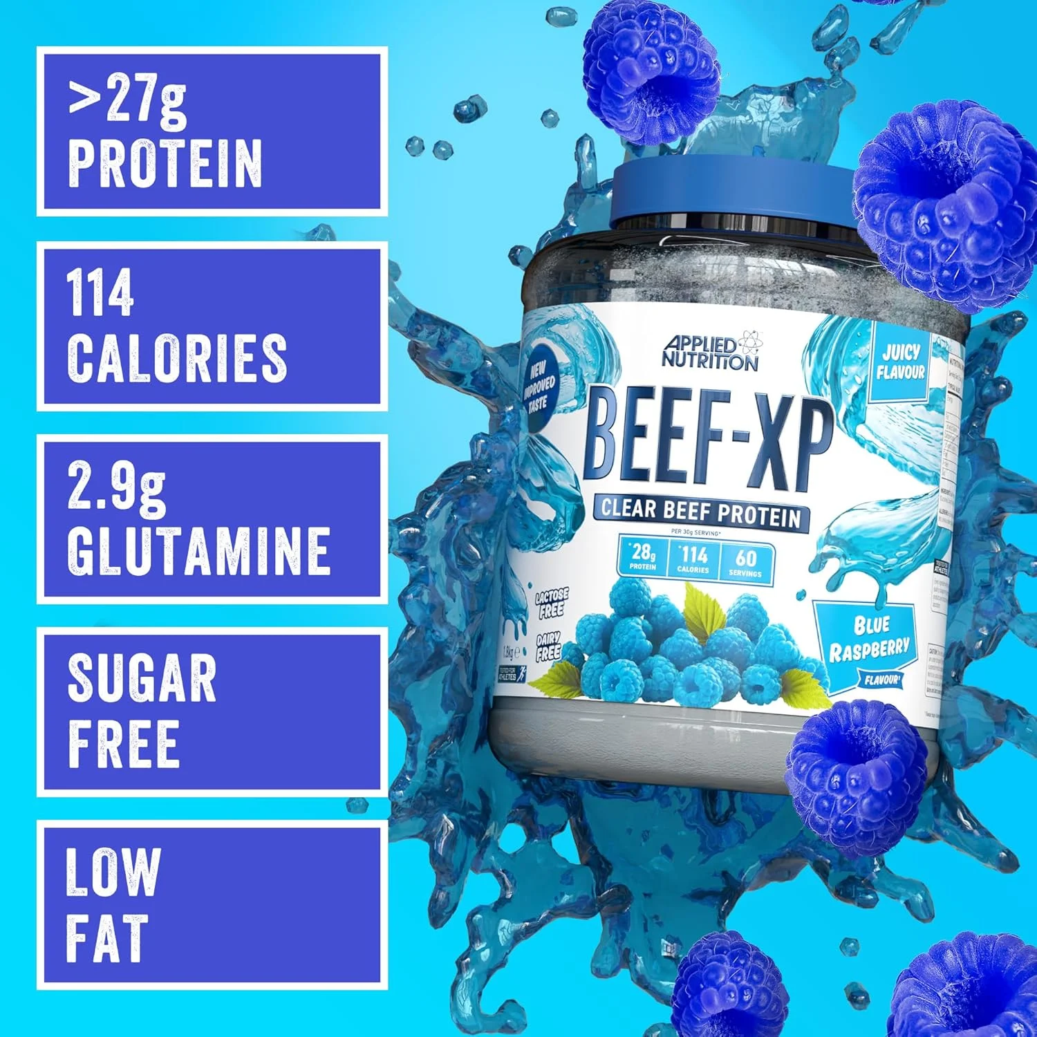 پروتئین ایزوله گوشت گاو اپلاید نوتریشن Beef XP - پروتئین شفاف، سبک آب میوه، بدون لبنیات، بدون لاکتوز، بدون شکر، کم چرب (1.8 کیلوگرم، تمشک آبی) پروتئین ایزوله گوشت گاو اپلاید نوتریشن Beef XP - پروتئین شفاف، سبک آب میوه، بدون لبنیات، بدون لاکتوز، بدون شکر، کم چرب (1.8 کیلوگرم، تمشک آبی)