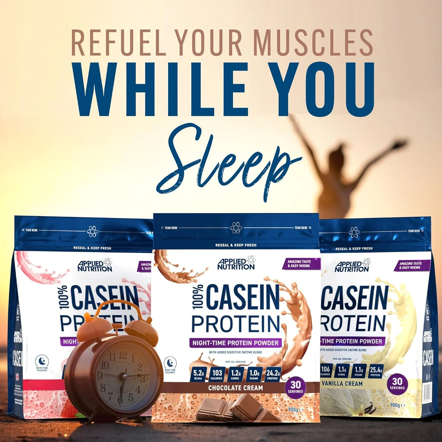 پودر پروتئین کازئین Applied Nutrition - مکمل کازئین میسلار، پروتئین با رهش آهسته (900 گرم - 30 سروینگ) (کرم شکلاتی) پودر پروتئین کازئین Applied Nutrition - مکمل کازئین میسلار، پروتئین با رهش آهسته (900 گرم - 30 سروینگ) (کرم شکلاتی)