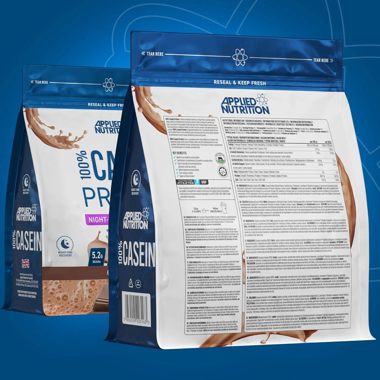 پودر پروتئین کازئین Applied Nutrition - مکمل کازئین میسلار، پروتئین با رهش آهسته (900 گرم - 30 سروینگ) (کرم شکلاتی) پودر پروتئین کازئین Applied Nutrition - مکمل کازئین میسلار، پروتئین با رهش آهسته (900 گرم - 30 سروینگ) (کرم شکلاتی)