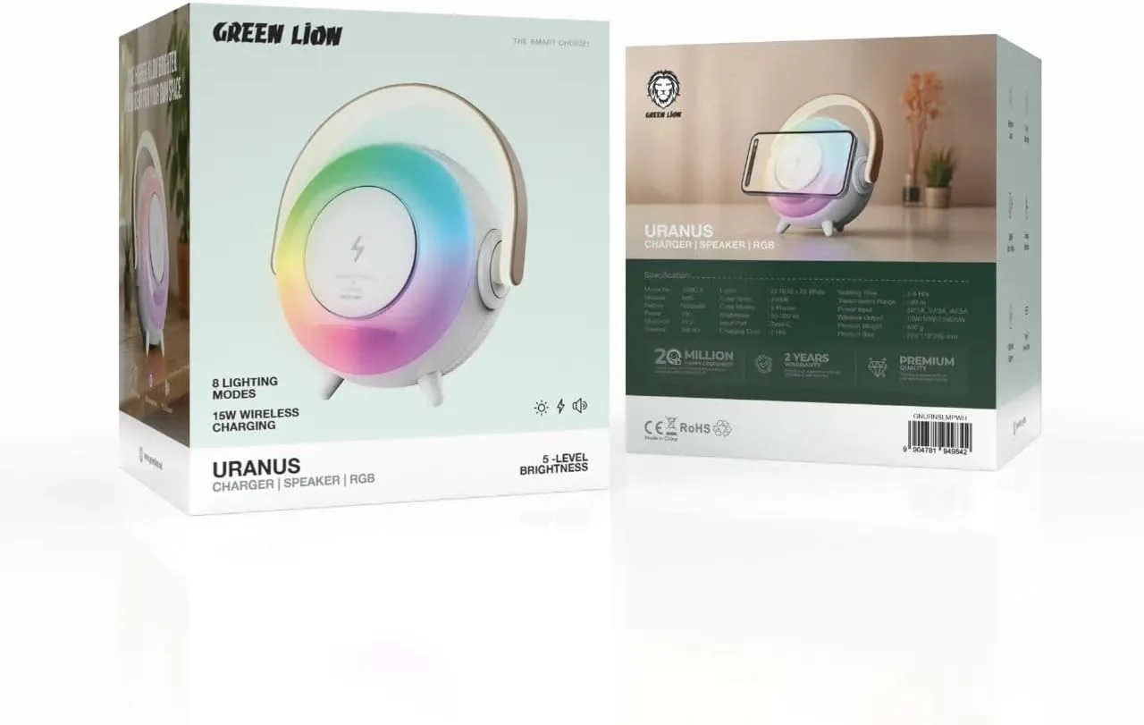 اسپیکر بلوتوثی Green Lion Uranus با چراغ رومیزی - سفید اسپیکر بلوتوثی Green Lion Uranus با چراغ رومیزی - سفید