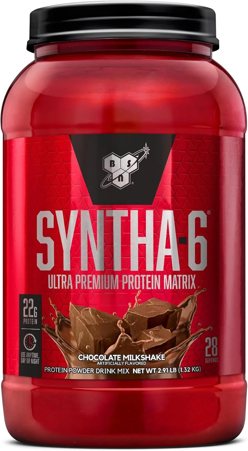پودر پروتئین ماتریکس فوق العاده ممتاز BSN Syntha-6، پودر پروتئین وی، کازئین میسلار، پودر پروتئین ایزوله شیر - میلک شیک شکلاتی، 2.91 پوند، 28 سروینگ (1.32 کیلوگرم)