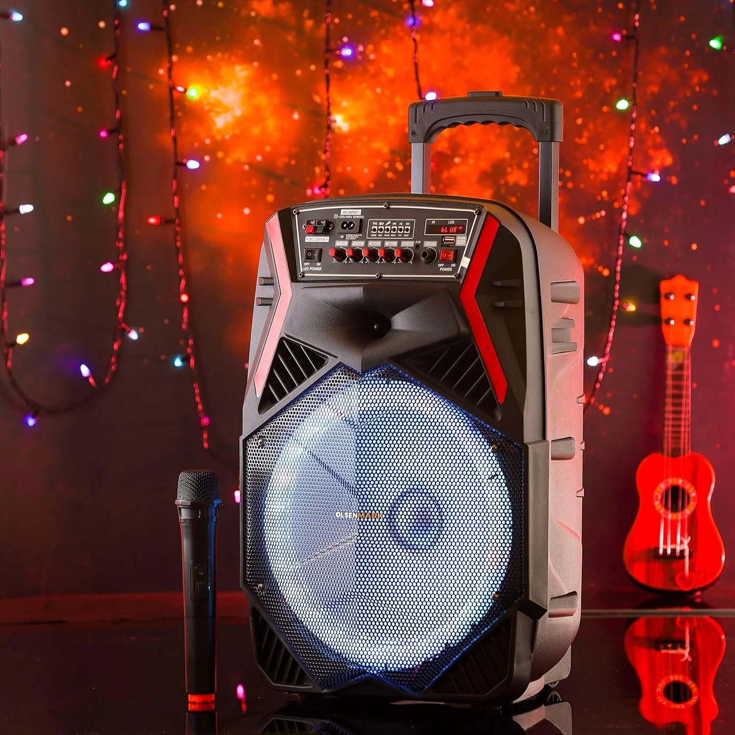 اسپیکر مهمانی شارژی اولسن مارک، 12 اینچ، omms1278 | توان خروجی 15000 وات | باتری 7.4 ولت 2200 میلی آمپر ساعت | USB/TF/FM/BT/ریموت/نمایشگر LED/ورودی AUX/میکروفون اسپیکر مهمانی شارژی اولسن مارک، 12 اینچ، omms1278 | توان خروجی 15000 وات | باتری 7.4 ولت 2200 میلی آمپر ساعت | USB/TF/FM/BT/ریموت/نمایشگر LED/ورودی AUX/میکروفون