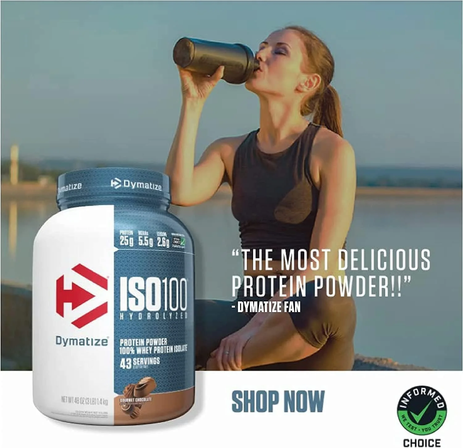 پودر پروتئین وی ایزوله دایماتیز ISO 100 بدون کربوهیدرات با طعم وانیل گورمت، 5 پوند