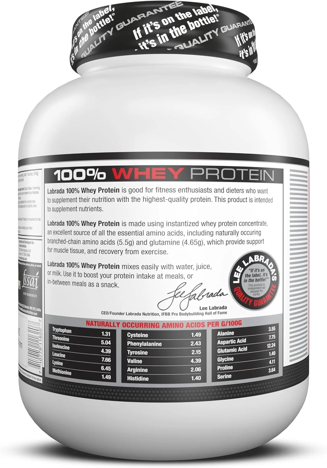 لابرادا نوتریشن 100% پروتئین وی (وانیلی، 1875 گرم/4.13 پوند، 50 سروینگ) 24 گرم پروتئین، 1 گرم شکر، بدون چربی ترانس، سرشار از گلوتامین و بدون گلوتن