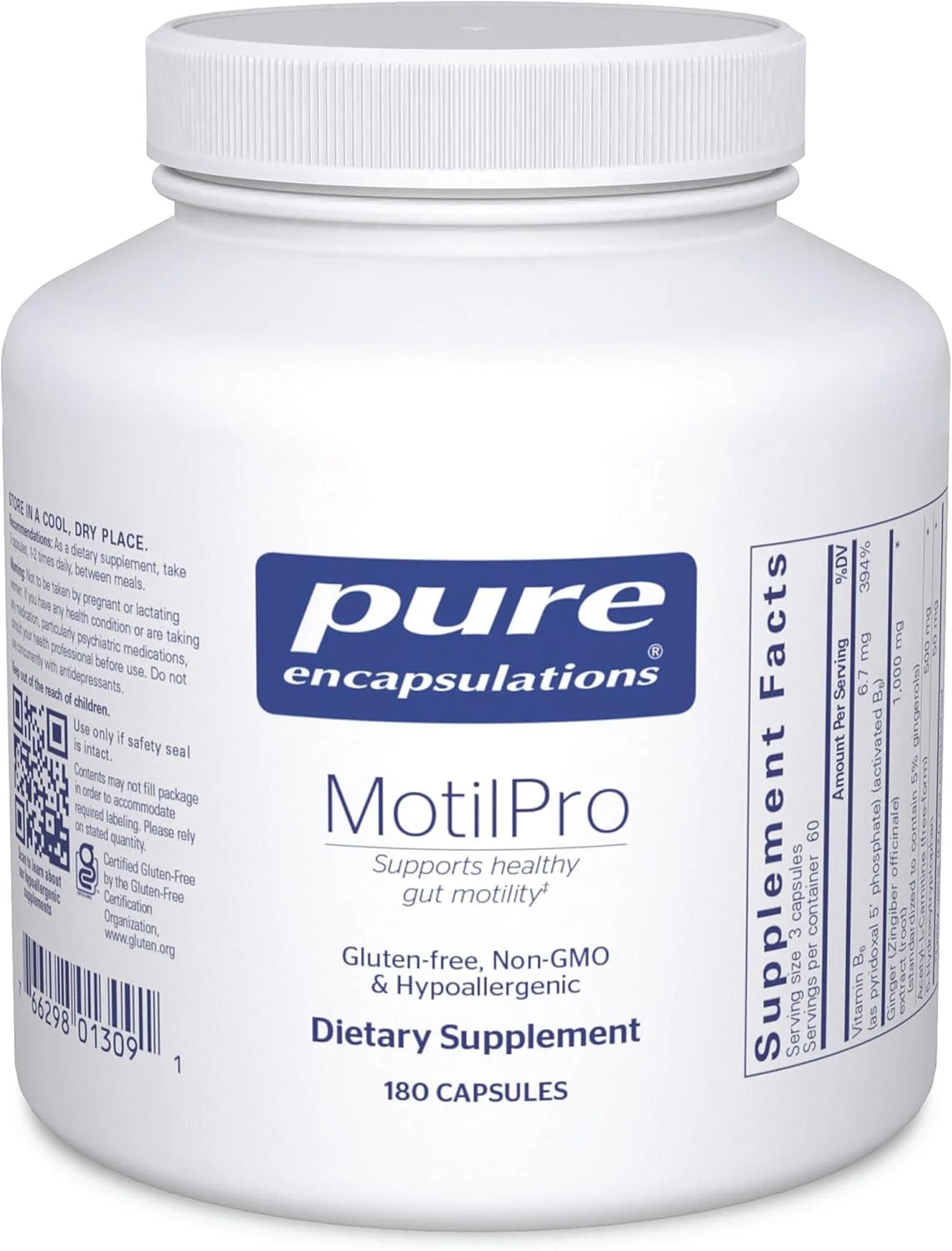 مکمل غذایی هیپوآلرژیک Pure Encapsulations MotilPro | برای ارتقاء تحرک سالم روده* | 180 کپسول مکمل غذایی هیپوآلرژیک Pure Encapsulations MotilPro | برای ارتقاء تحرک سالم روده* | 180 کپسول