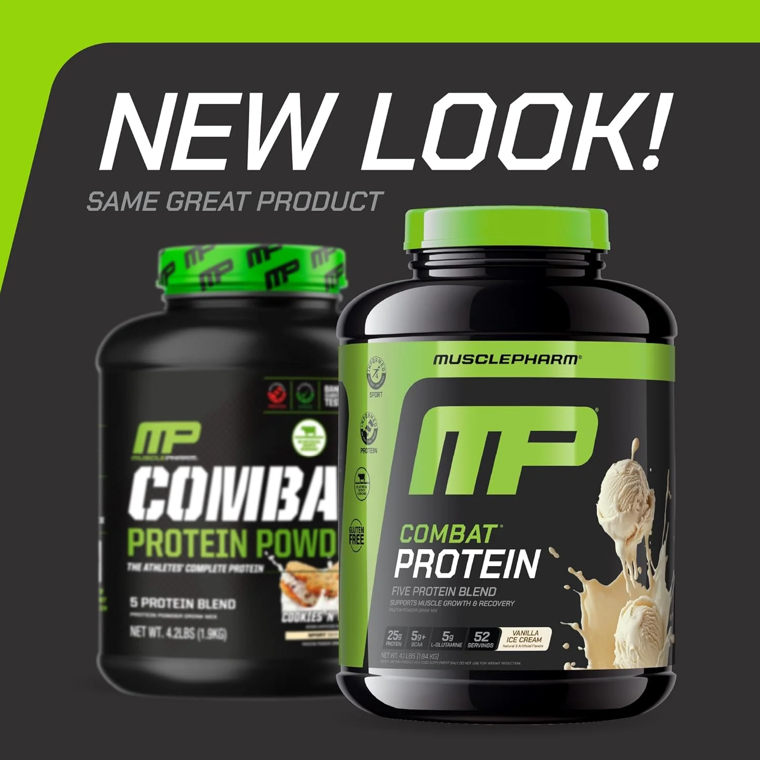 پودر پروتئین Combat MusclePharm، وانیلی - 4 پوند - بدون گلوتن - 52 سروینگ پودر پروتئین Combat MusclePharm، وانیلی - 4 پوند - بدون گلوتن - 52 سروینگ
