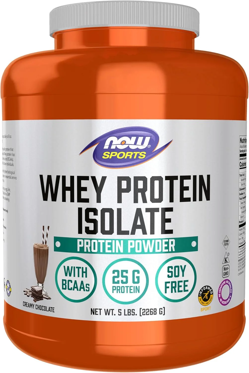 NOW Sports Nutrition، پروتئین وی ایزوله، 25 گرم با BCAAs، پودر شکلاتی خامه‌ای، 5 پوند