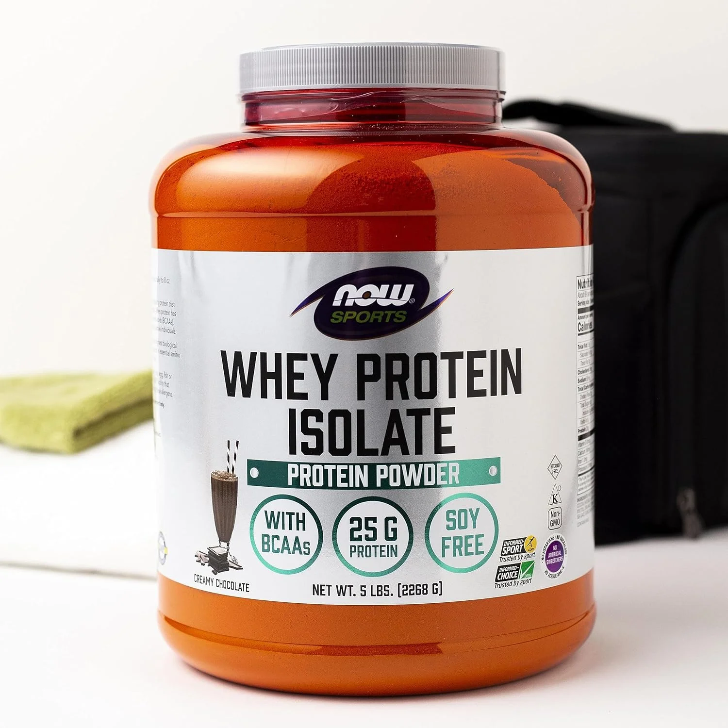 NOW Sports Nutrition، پروتئین وی ایزوله، 25 گرم با BCAAs، پودر شکلاتی خامه‌ای، 5 پوند