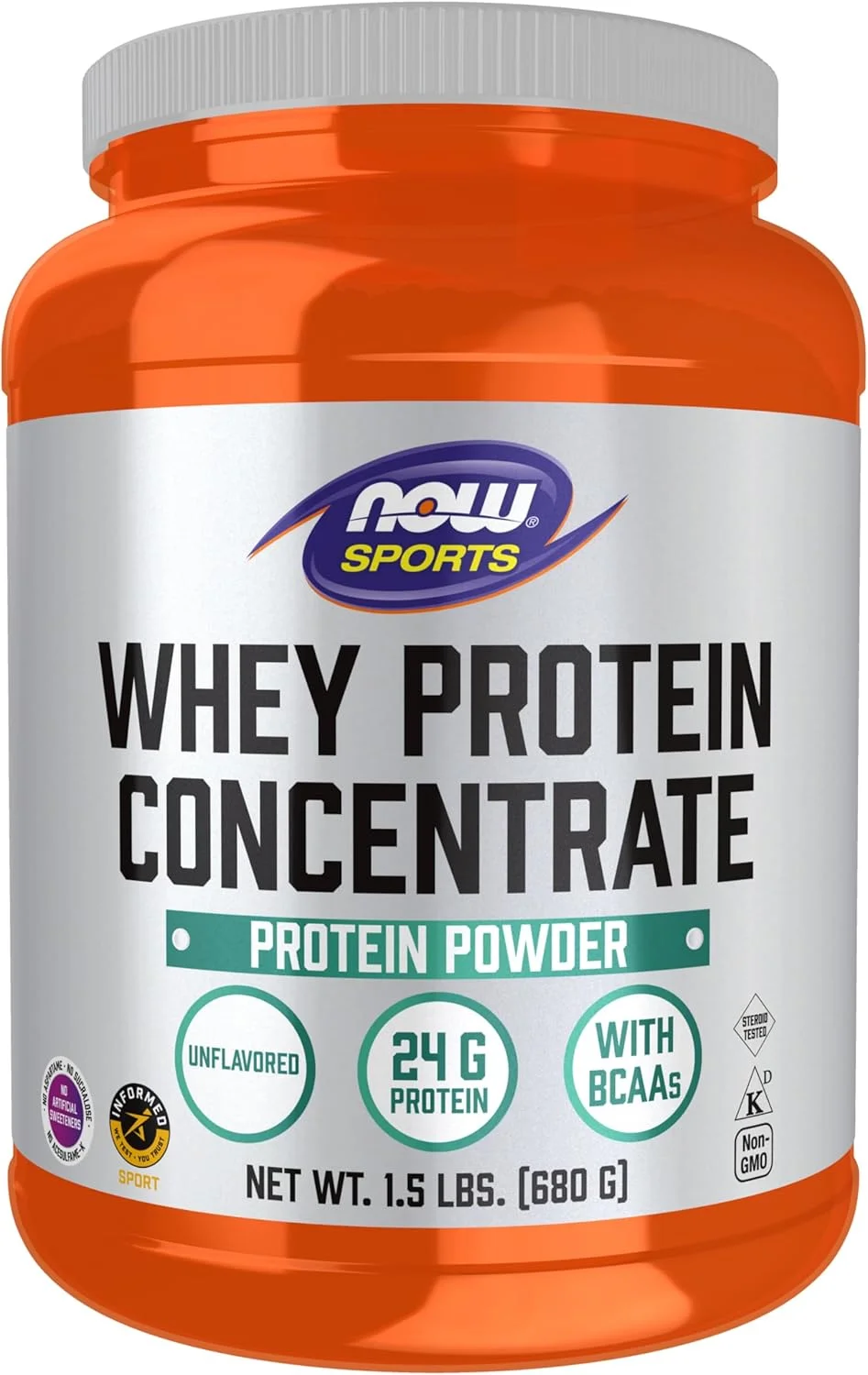 NOW Sports Nutrition، کنسانتره پروتئین وی، 24 گرم با BCAAs، پودر بدون طعم، 1.5 پوند