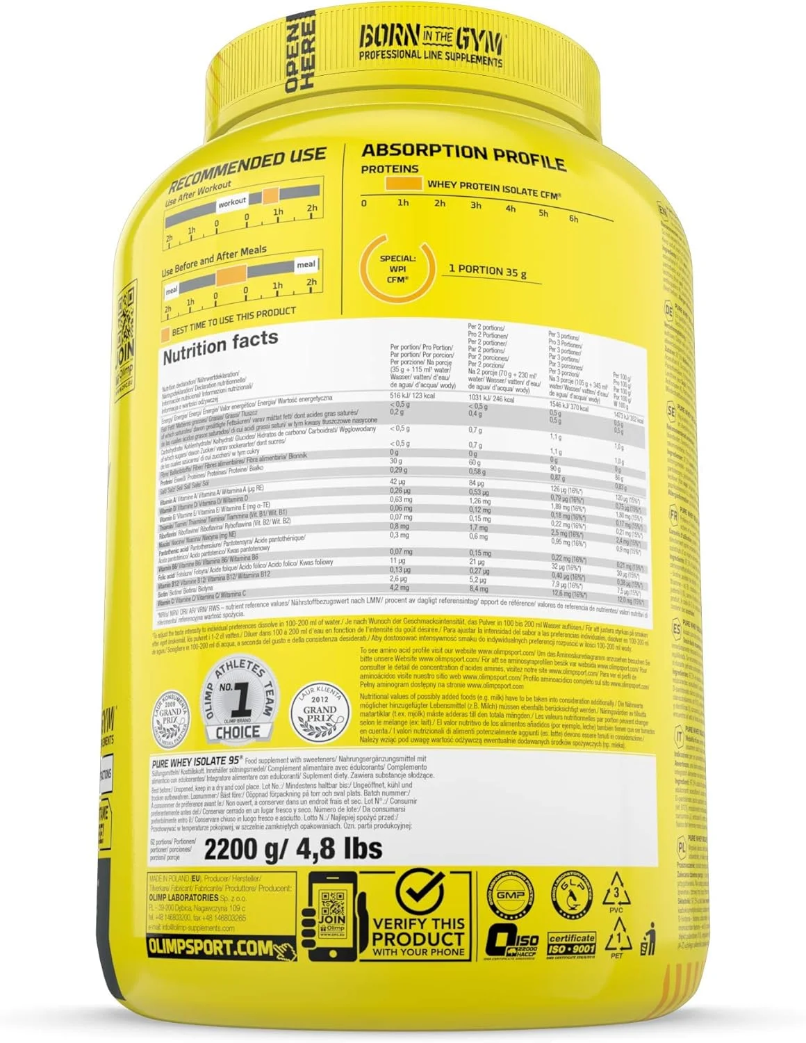 OLIMP SPORT NUTRITION Olimp Pure Whey Isolate 95 2.2kg وانیلی OLIMP SPORT NUTRITION Olimp Pure Whey Isolate 95 2.2kg وانیلی