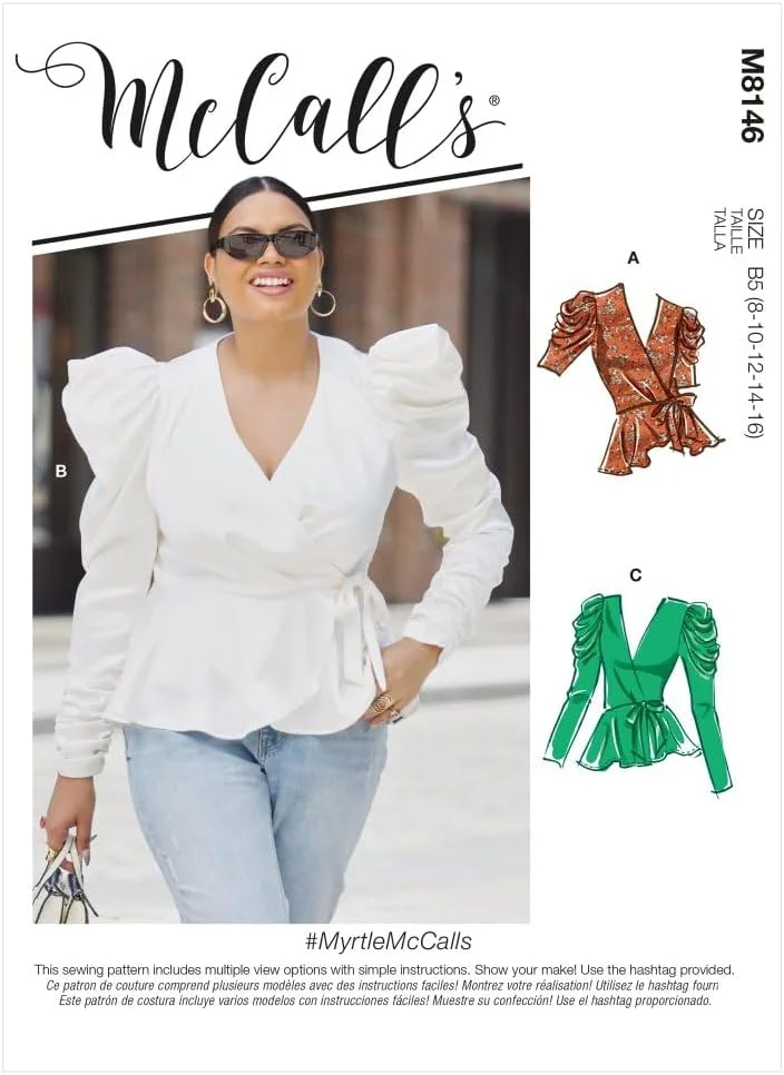 الگوی خیاطی بلوز مدل دار زنانه McCall's M8146B5، کد طراحی M8146، سایزهای 8-16