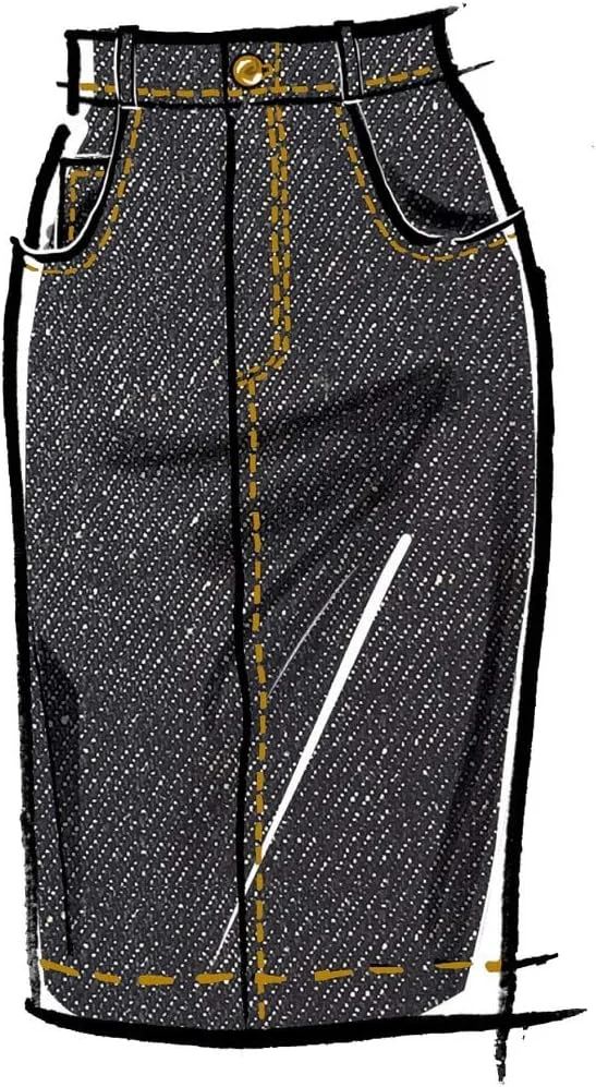 الگوهای خیاطی دامن مدادی 5 جیب زنانه و دخترانه مک کالز M8149RR، کد طراحی M8149، سایزهای بزرگ 18W-24W