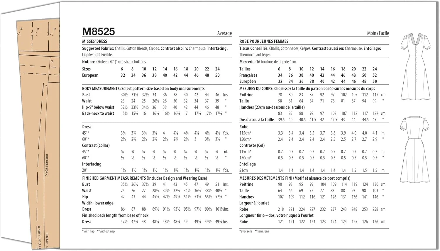 الگوی خیاطی لباس میدی زنانه روان McCall's M8525H5 توسط برندی جوآن، کد طراحی M8525، سایزهای 6-8-10-12-14