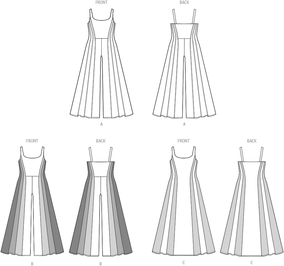الگوی خیاطی جامپسوت و لباس زنانه بلند مک کالز M8513W3، کد طراحی M8513، سایزهای 30W-32W-34W-36W-38W