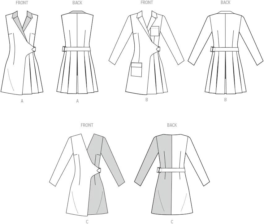 الگوی خیاطی لباس مجلسی زنانه مدل M8528K5 مک کال، طرح کت و پیراهن مجلسی، کد طراحی M8528، سایزهای 8-10-12-14-16