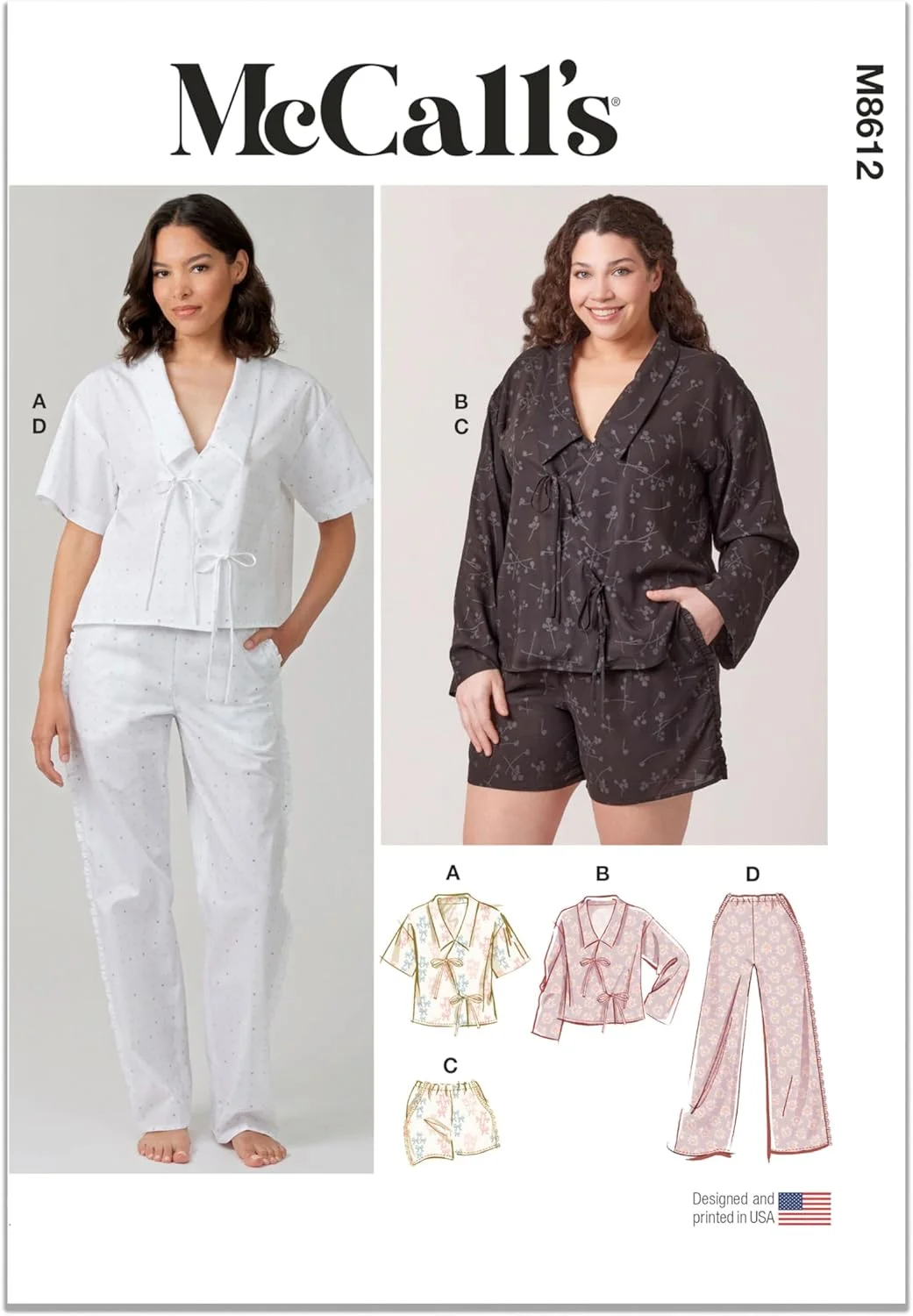 الگوی خیاطی پیراهن و شورت زنانه مک کالز M8612AA، کد طراحی M8612، سایزهای XS-S-M-L-XL