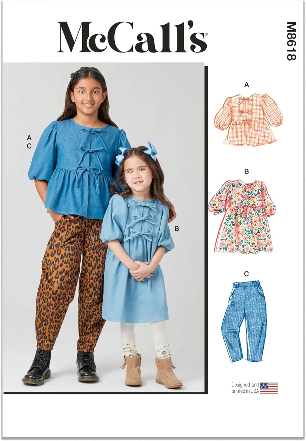 الگوی خیاطی آسان برای تاپ، پیراهن و شلوار بچگانه McCall's M8618HH، کد طراحی M8618، سایزهای 3-4-5-6