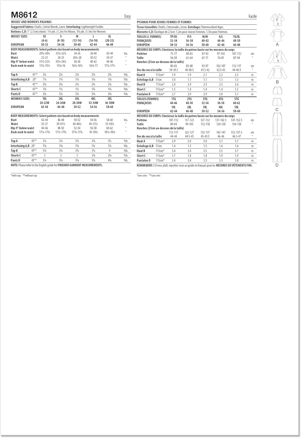 الگوی خیاطی پیراهن و شورت زنانه مک کالز M8612BB، کد طراحی M8612، سایزهای 1X-5X