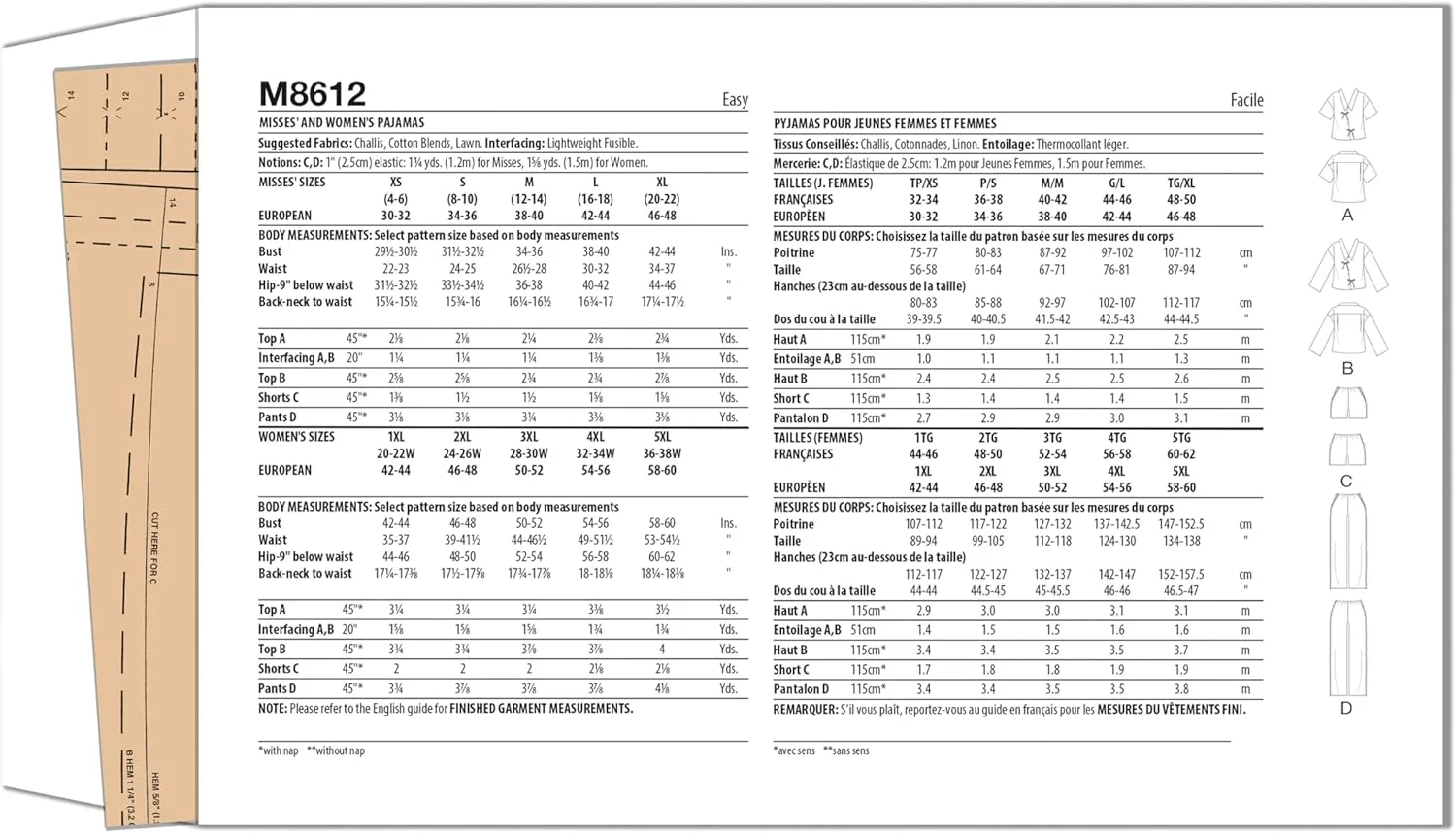 الگوی خیاطی پیراهن و شورت زنانه مک کالز M8612BB، کد طراحی M8612، سایزهای 1X-5X