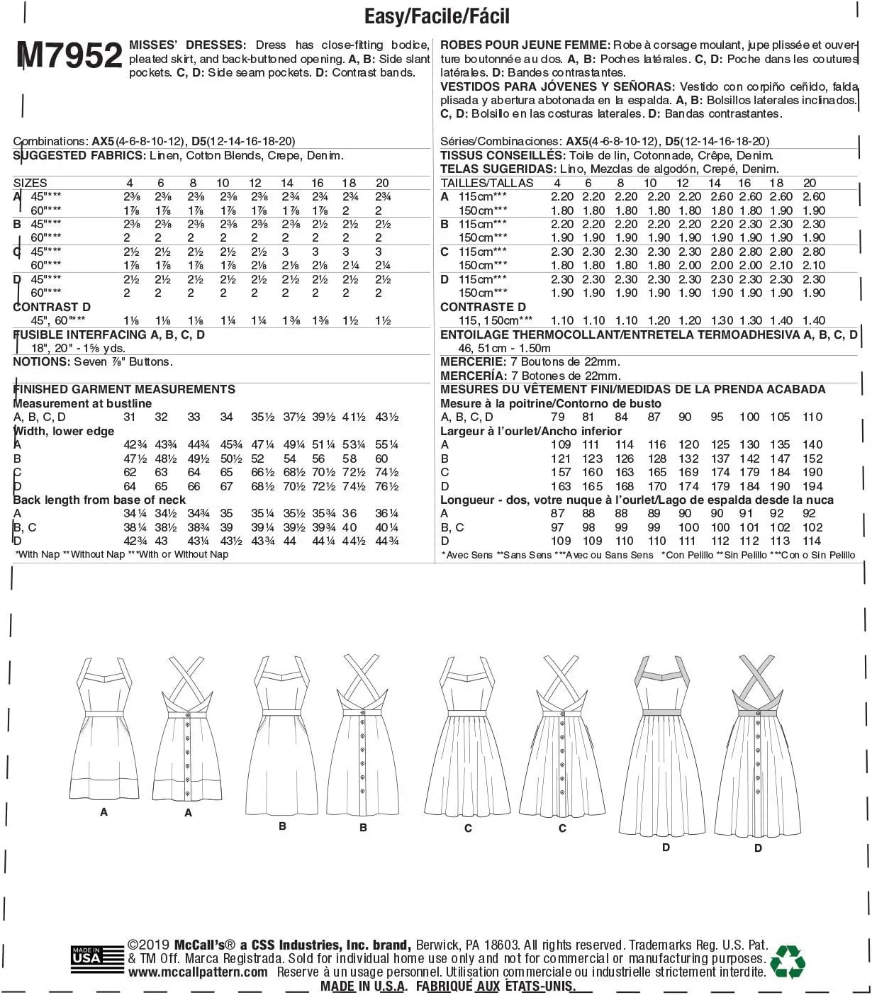 الگوی شرکت مک کال برای لباس زنانه بدون آستین با بند پشتی، سایزهای 12-20، الگوی خیاطی، سفید الگوی شرکت مک کال برای لباس زنانه بدون آستین با بند پشتی، سایزهای 12-20، الگوی خیاطی، سفید
