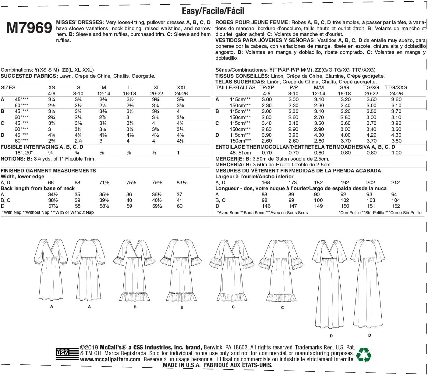 الگوی شرکت مک کال برای لباس زنانه گشاد و پلیسه دار، سایزهای 4-14، الگوی خیاطی الگوی شرکت مک کال برای لباس زنانه گشاد و پلیسه دار، سایزهای 4-14، الگوی خیاطی