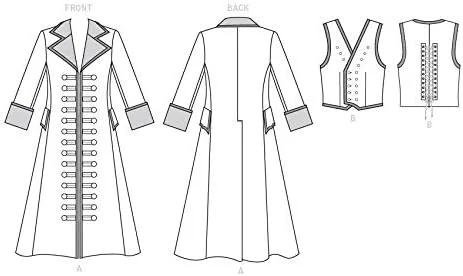 الگوی خیاطی لباس مردانه گوتیک M7821 شرکت مک کال، الگوهای خیاطی جلیقه و کت، سایزهای 46-52، 46-48-50-52، سفید الگوی خیاطی لباس مردانه گوتیک M7821 شرکت مک کال، الگوهای خیاطی جلیقه و کت، سایزهای 46-52، 46-48-50-52، سفید