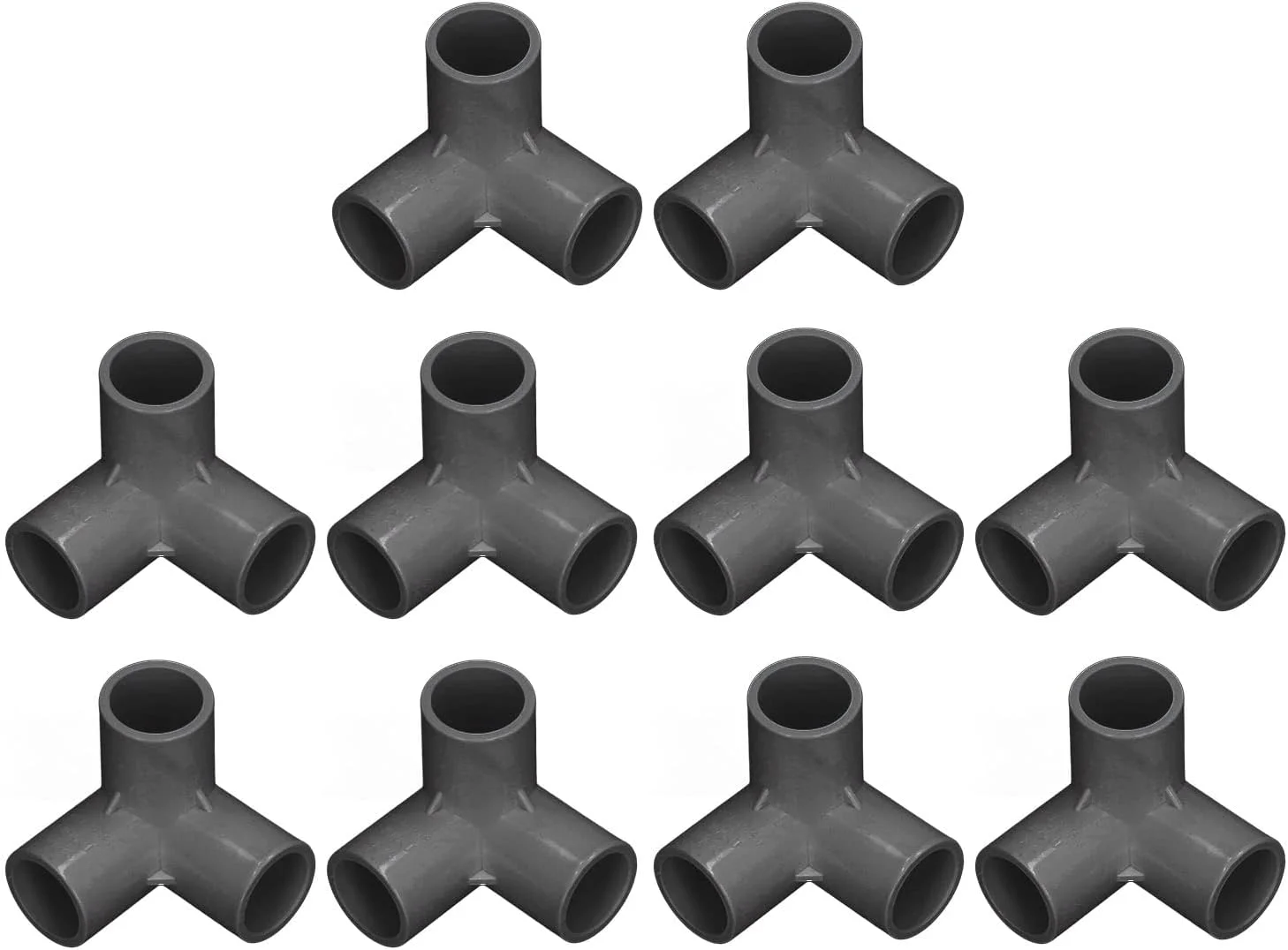 اتصالات لوله سه راهی PVC کالنفلان، 10 عددی، اتصال دهنده گوشه ای پلاستیکی T با قطر داخلی 20 میلی متر، مناسب برای لوله های آب، مبلمان، گلخانه، قوی و بادوام (مشکی)