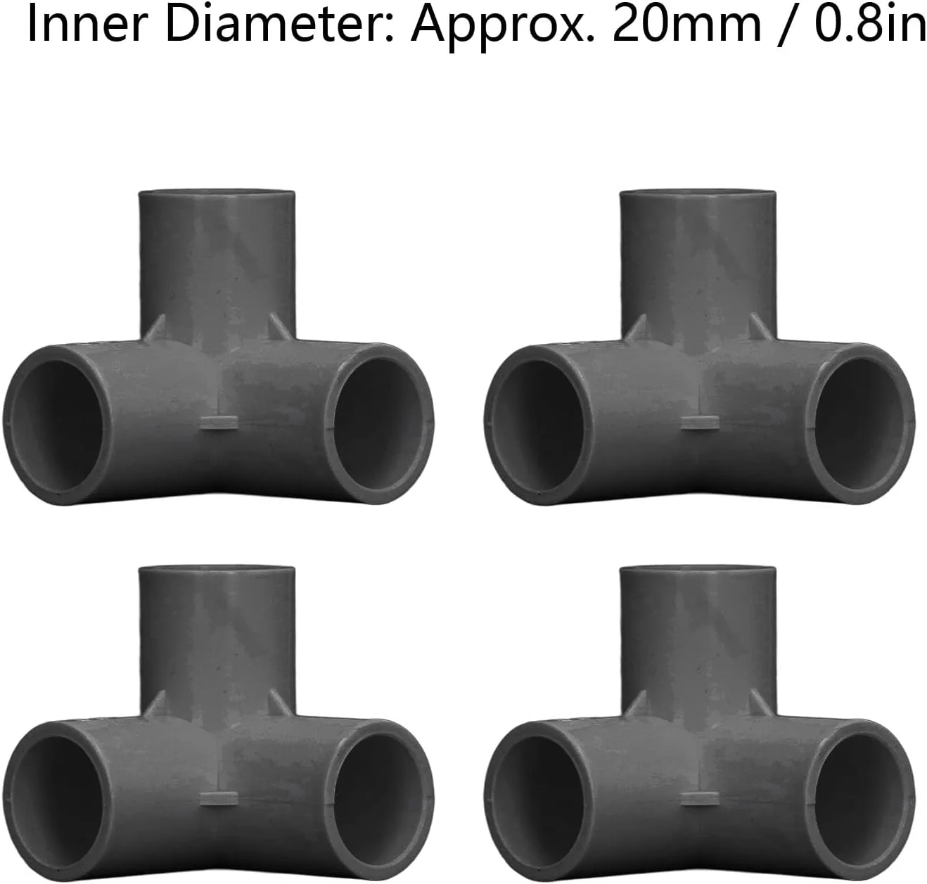 اتصالات لوله سه راهی PVC کالنفلان، 10 عددی، اتصال دهنده گوشه ای پلاستیکی T با قطر داخلی 20 میلی متر، مناسب برای لوله های آب، مبلمان، گلخانه، قوی و بادوام (مشکی)