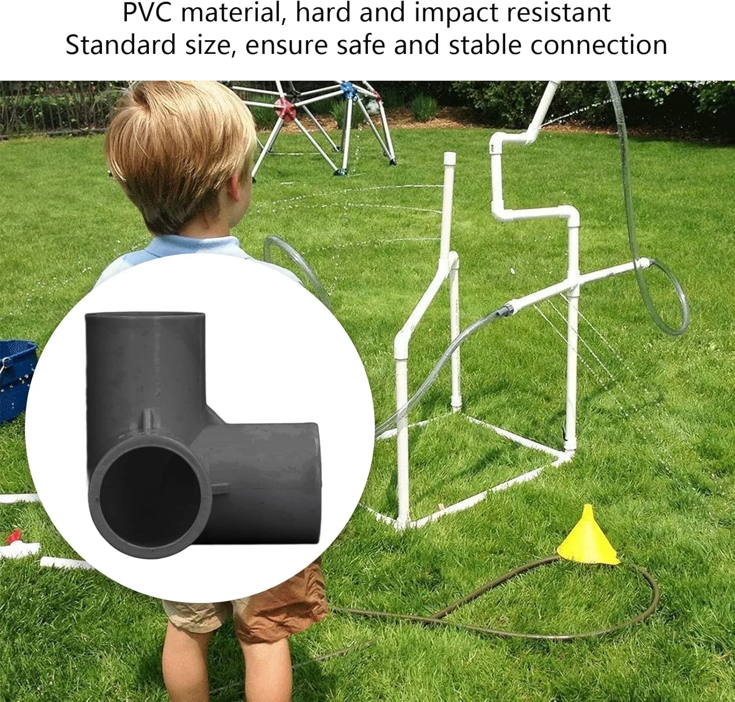 اتصالات لوله سه راهی PVC کالنفلان، 10 عددی، اتصال دهنده گوشه ای پلاستیکی T با قطر داخلی 20 میلی متر، مناسب برای لوله های آب، مبلمان، گلخانه، قوی و بادوام (مشکی)