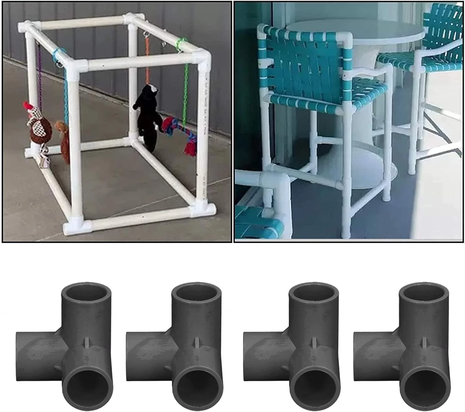 اتصالات لوله سه راهی PVC کالنفلان، 10 عددی، اتصال دهنده گوشه ای پلاستیکی T با قطر داخلی 20 میلی متر، مناسب برای لوله های آب، مبلمان، گلخانه، قوی و بادوام (مشکی)