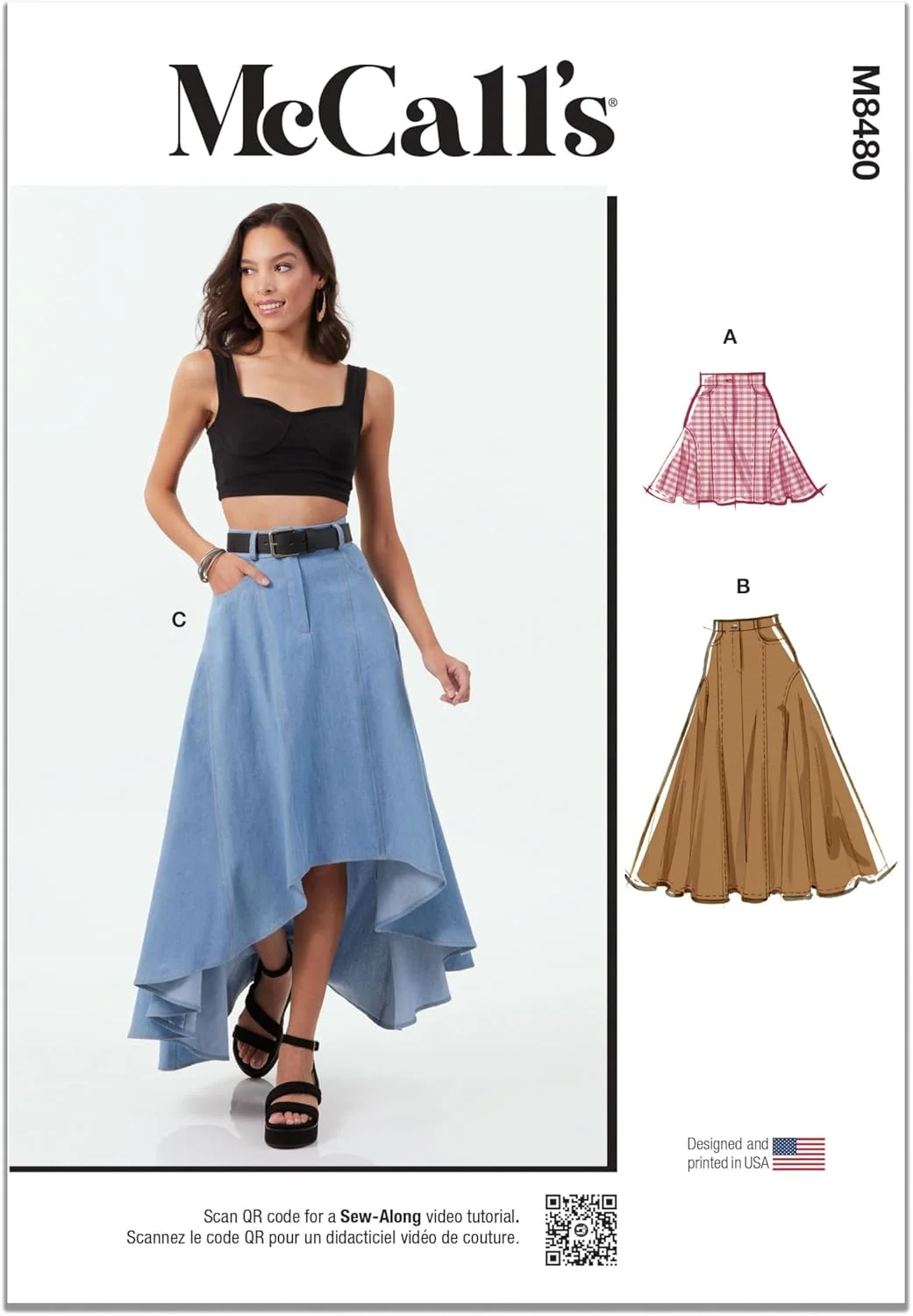 الگوی خیاطی مک کال M8480Y5 دامن زنانه در سه قد Y5 (18-20-22-24-26)
