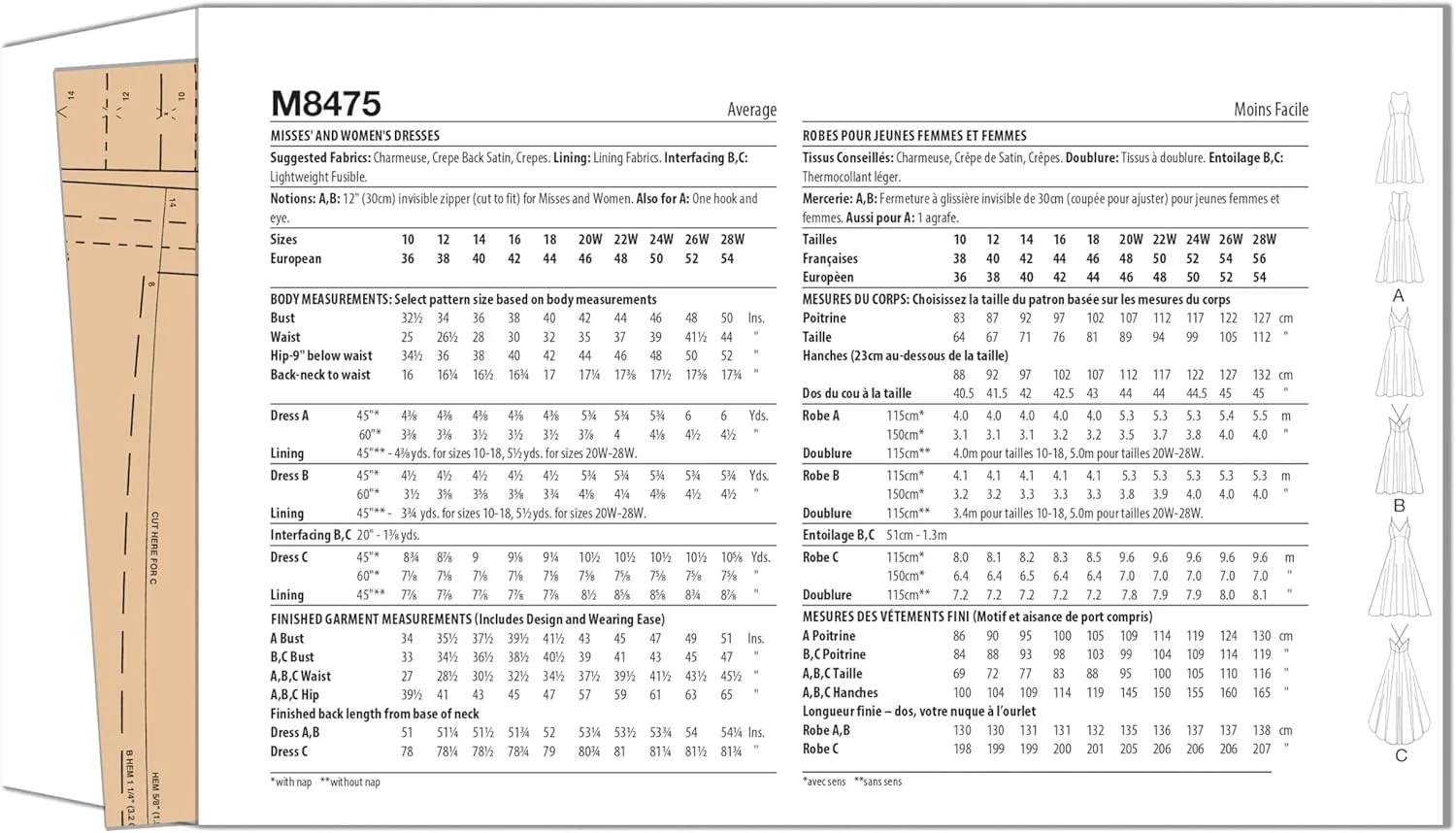 الگوی خیاطی مک کال M8475AA لباس های زنانه و دخترانه AA (10-12-14-16-18)