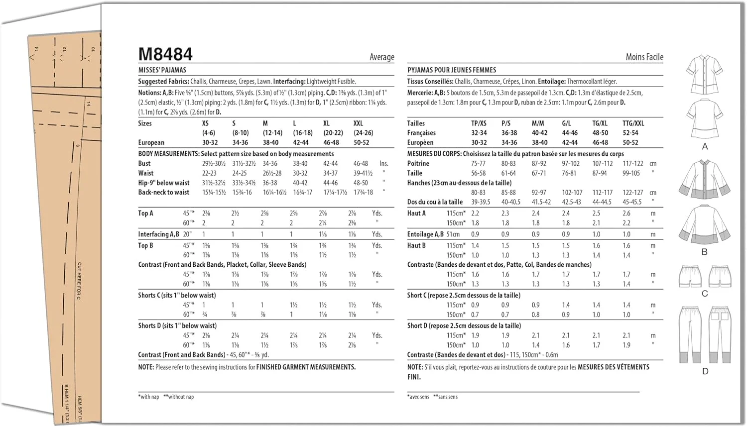 الگوی خیاطی McCall's M8484A مخصوص خانم ها، لباس خواب A (XS-S-M-L-XL-XXL) الگوی خیاطی McCall's M8484A مخصوص خانم ها، لباس خواب A (XS-S-M-L-XL-XXL)