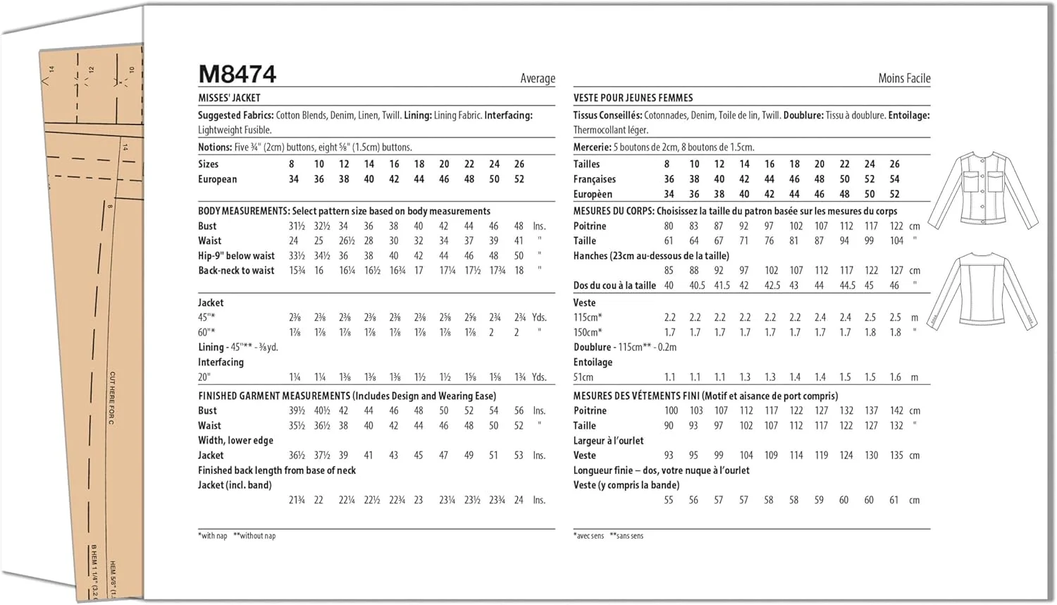 الگوی خیاطی McCall's M8474Y5 ژاکت زنانه توسط ملیسا واتسون Y5 (18-20-22-24-26) الگوی خیاطی McCall's M8474Y5 ژاکت زنانه توسط ملیسا واتسون Y5 (18-20-22-24-26)