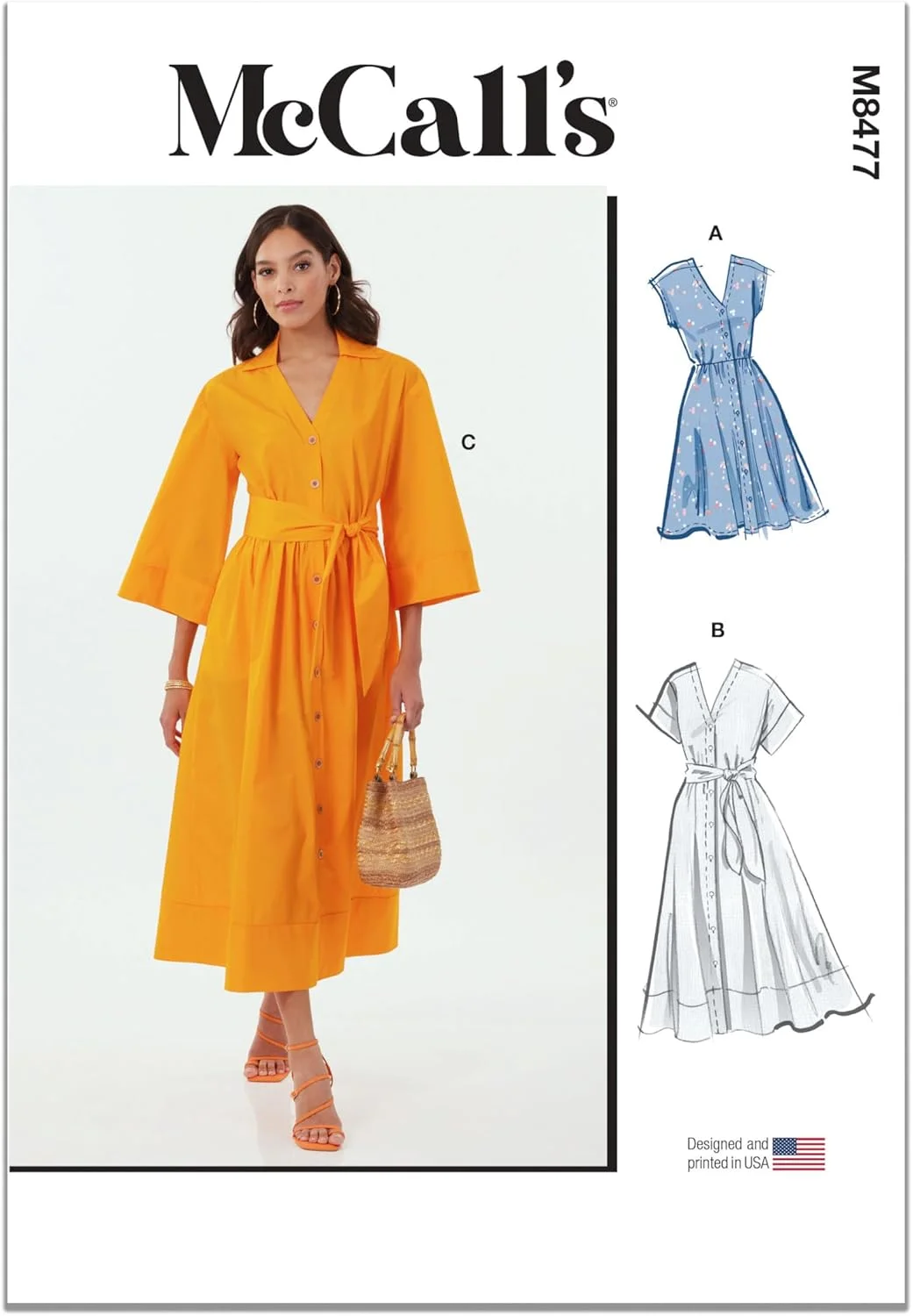 الگوی خیاطی McCall's M8477Y5 برای خانم ها، پیراهن های دکمه دار Y5 (سایز 18-20-22-24-26)