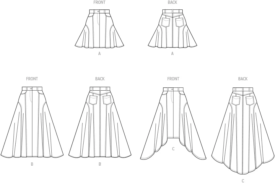 الگوی خیاطی مک کال M8480Y5 دامن زنانه در سه قد Y5 (18-20-22-24-26)