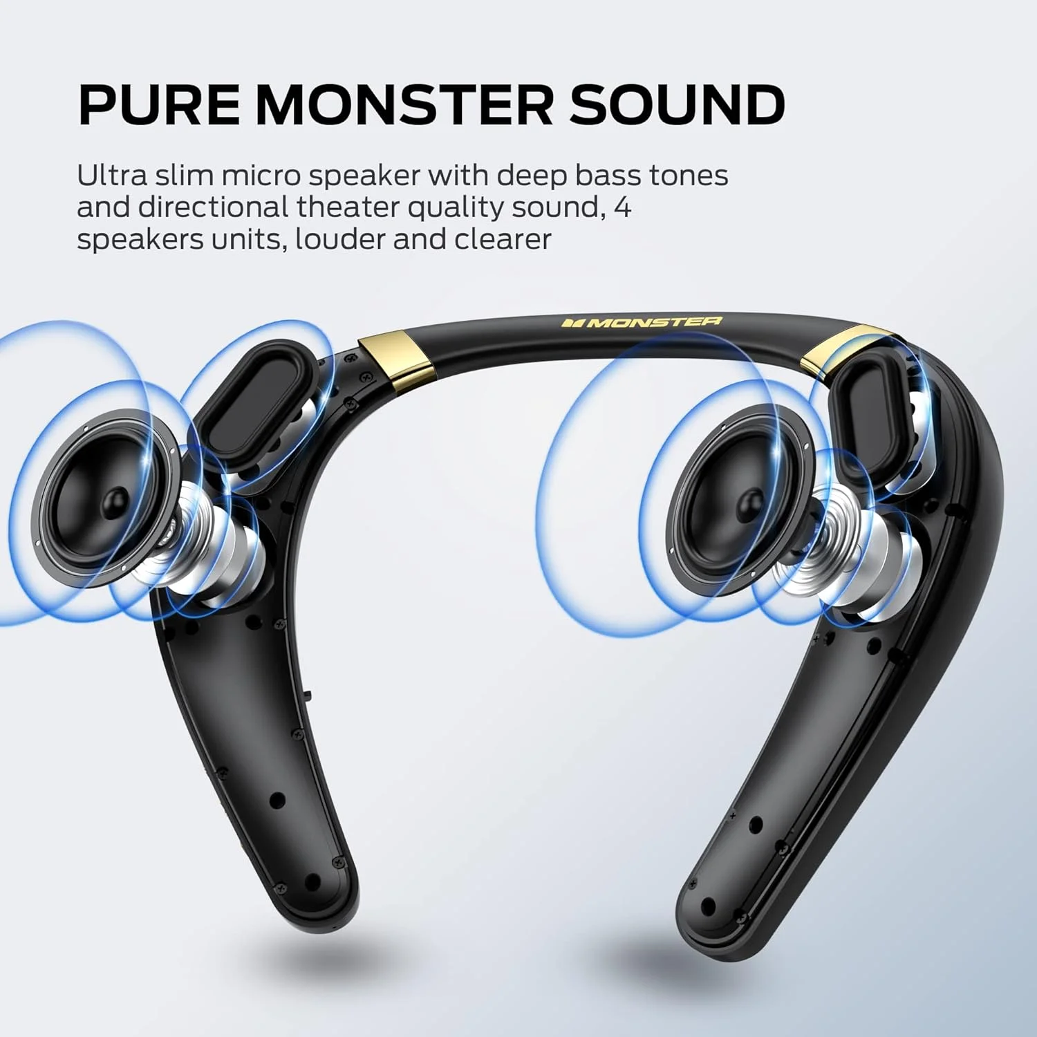 اسپیکر بلوتوثی گردنی Monster Boomerang، اسپیکر بی سیم گردنی با 12 ساعت پخش، صدای استریو سه بعدی واقعی، پوشیدنی صوتی قابل حمل، ضد آب IPX7، برای ورزش در فضای باز و منزل اسپیکر بلوتوثی گردنی Monster Boomerang، اسپیکر بی سیم گردنی با 12 ساعت پخش، صدای استریو سه بعدی واقعی، پوشیدنی صوتی قابل حمل، ضد آب IPX7، برای ورزش در فضای باز و منزل
