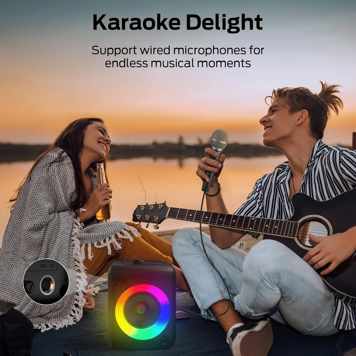 اسپیکر بلوتوثی Monster Musicbox، اسپیکر بی سیم قابل حمل 60 واتی با نورپردازی RGB پویا، بلندگو برای فضای باز و داخلی، صدای استریو، 12 ساعت پخش، مقاوم در برابر آب IPX5، پشتیبانی از کارت TF، AUX اسپیکر بلوتوثی Monster Musicbox، اسپیکر بی سیم قابل حمل 60 واتی با نورپردازی RGB پویا، بلندگو برای فضای باز و داخلی، صدای استریو، 12 ساعت پخش، مقاوم در برابر آب IPX5، پشتیبانی از کارت TF، AUX
